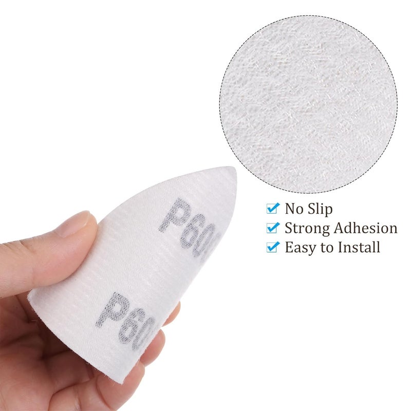 Kozelo 120pcs Mouse Sander Detail Sandpaper - [ 600 Grit, 3-1/8" ] Triangle Hook and Loop Assorted Sanding Pads Sheet for Wood Furniture Polishing Use | Aluminum Oxide Sandpaper - Image 5